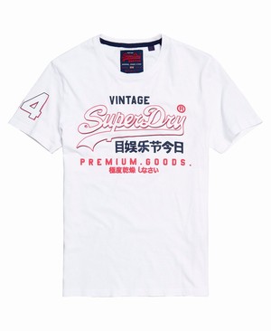 Superdry Premium Goods Outline Mid Férfi Pólók Fehér | ZCYQA1384